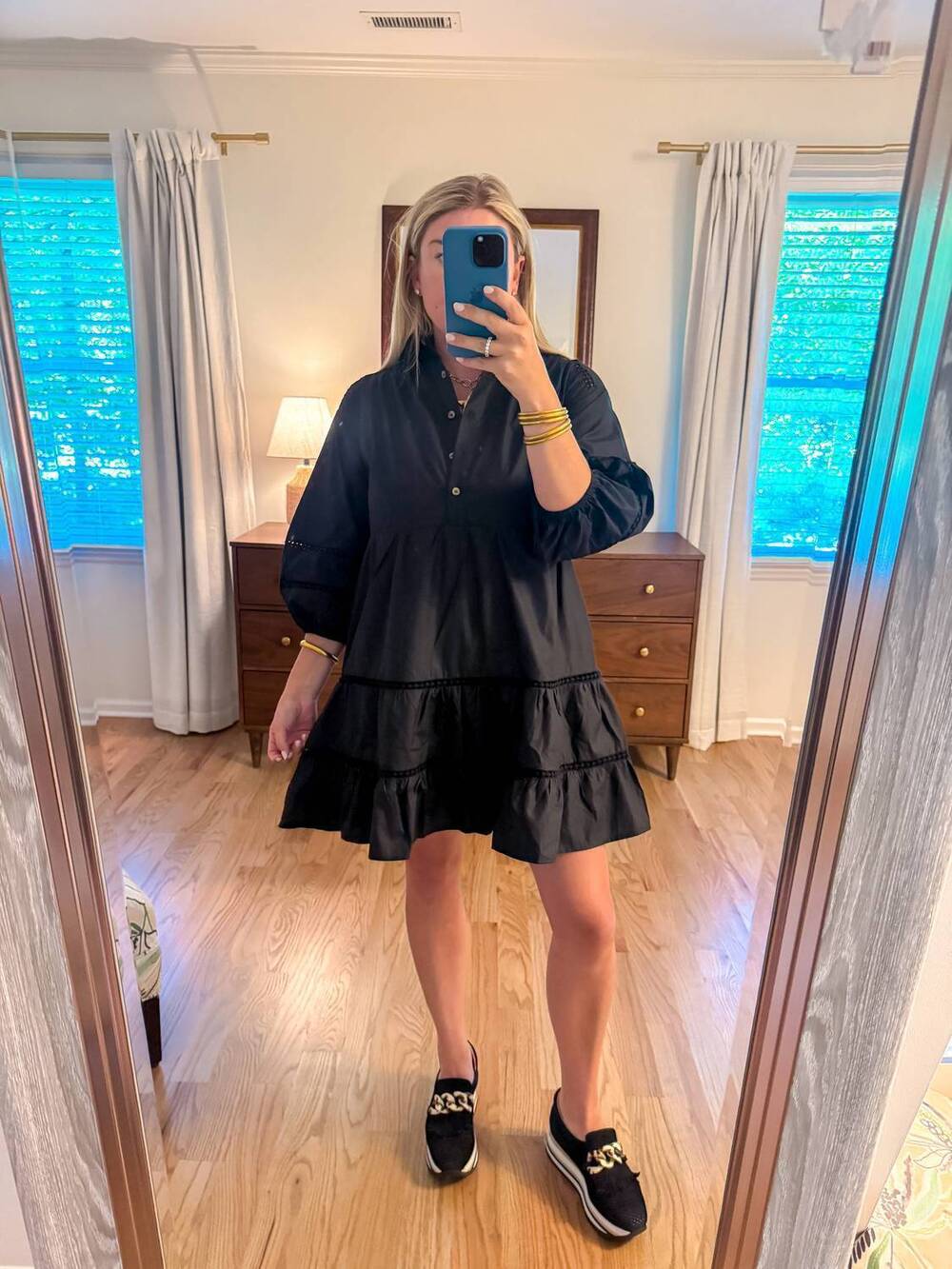 NEW ENTRO collared mini dress in black